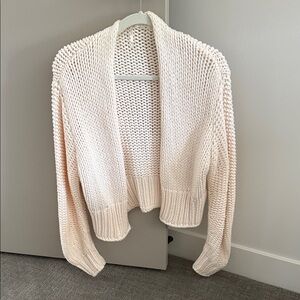 Free People Open-Front Chunky Knit Cardigan in Soft Cream